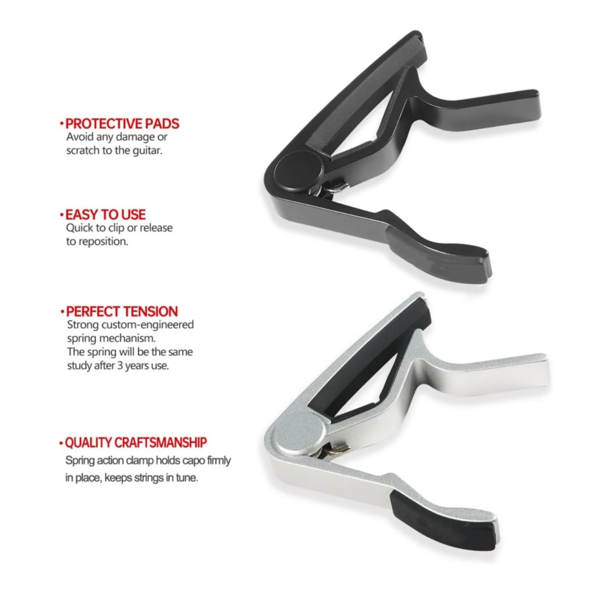 Miwayer Guitar Capo - Precision Tuning, Buzz-Free Design for 6-String Acoustic, Electric & Classical Guitars + Ukulele