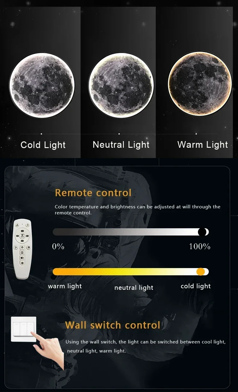 Modern LED Lua e Terra Luzes de teto, Lâmpadas de parede, Luz Interior Lustre, Quarto, Sala de jantar, Corredor, Escada, Corredor, Escritório