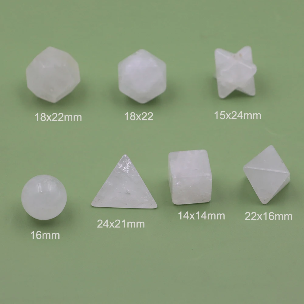 7Pcs Clear Quartz Platonic Solid Sacred Stones Geometry Set Natural Crystals Reiki Healing Gems for Meditation Chakra Balancing