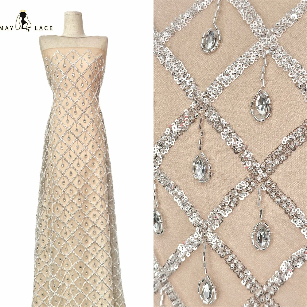 

Блестящие эластичные бриллианты для рыбалки, высокое качество, расшитые бисером, французские африканские сетчатые камни, кружевная ткань для нигерийского платья, юбки, костюма, сделай сам