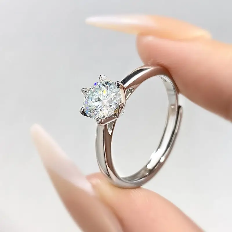 DWJ 0,5–1 ct echter Moissanit-Diamantring für Damen, 925er Sterlingsilber, Alltagskleidung, Party, wunderschöner, hochwertiger edler Schmuck