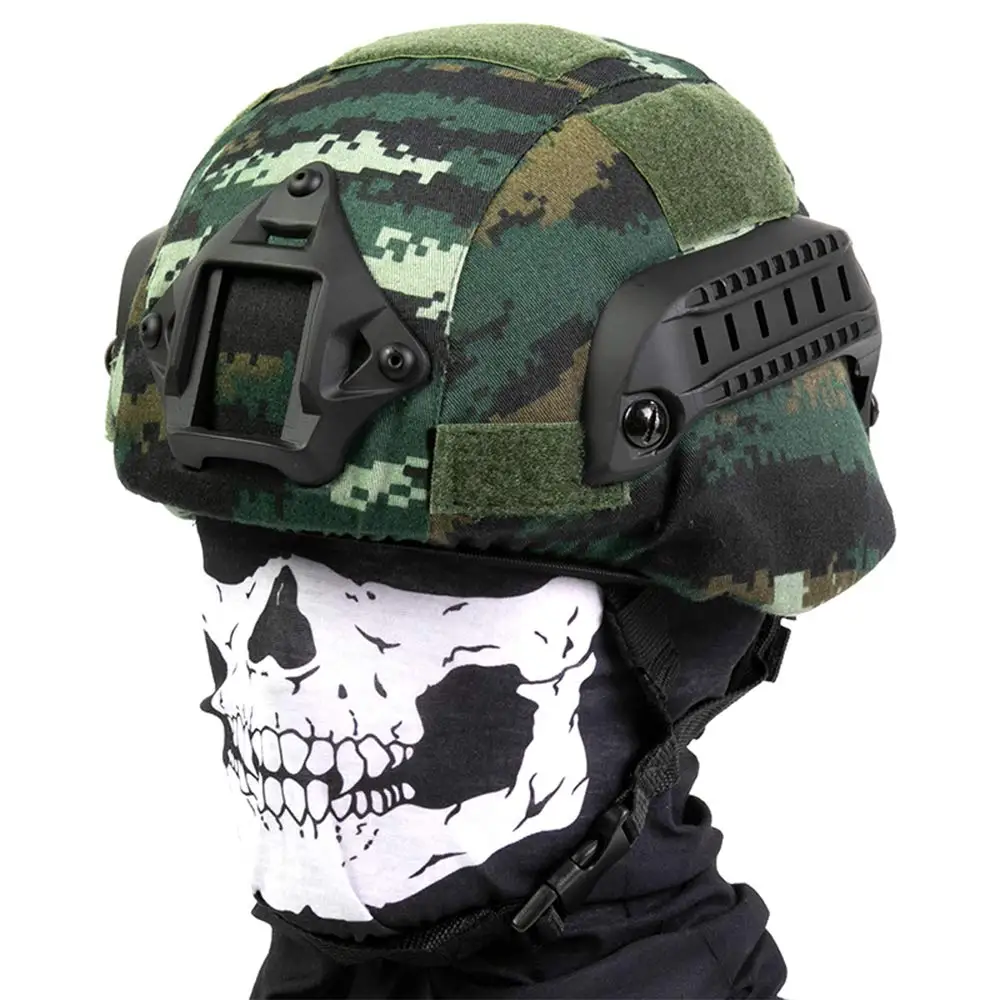 AQzxdc Combination of Tactical Fast Helmet MICH-2000 and Special Camouflage Cover, Paintball Hunting Helmet