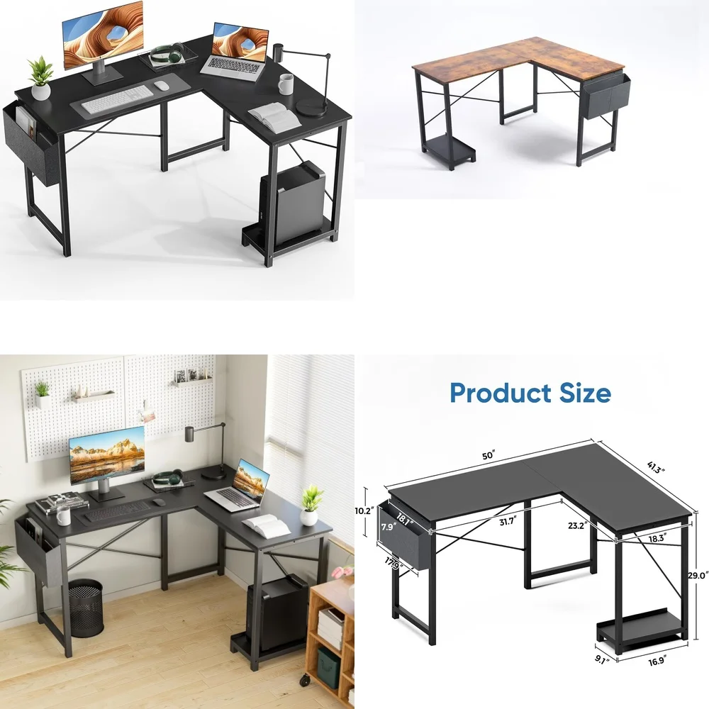 

Computer desksL shaped computer desk gaming corner 50 inch home office writing PC wooden table for study room modern ergonomic