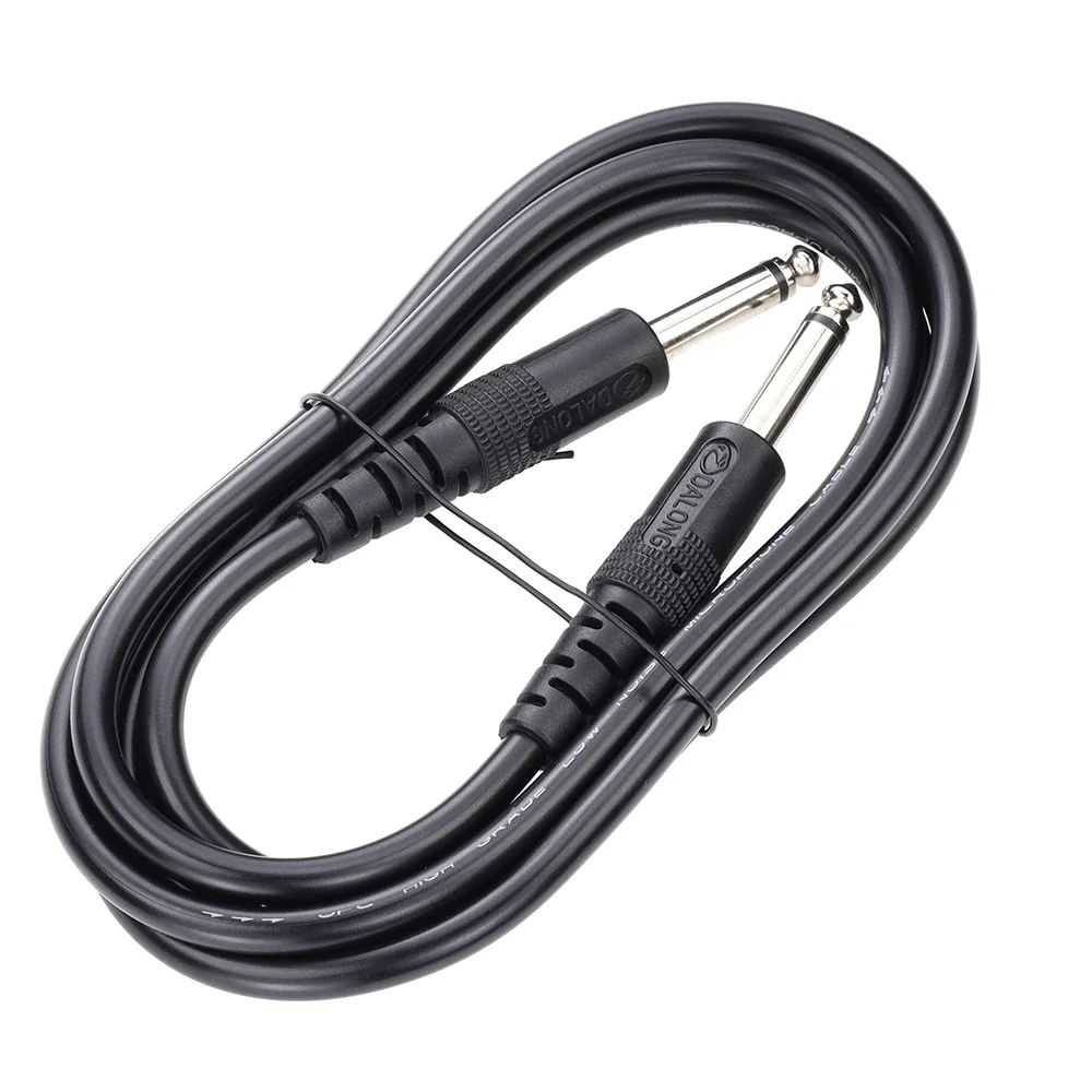 100 Uds 6,5 6,35mm a 6,35mm Jack Mono conector de Cable auxiliar para altavoz de guitarra mezclador de Audio DJ Cables de Cable de señal