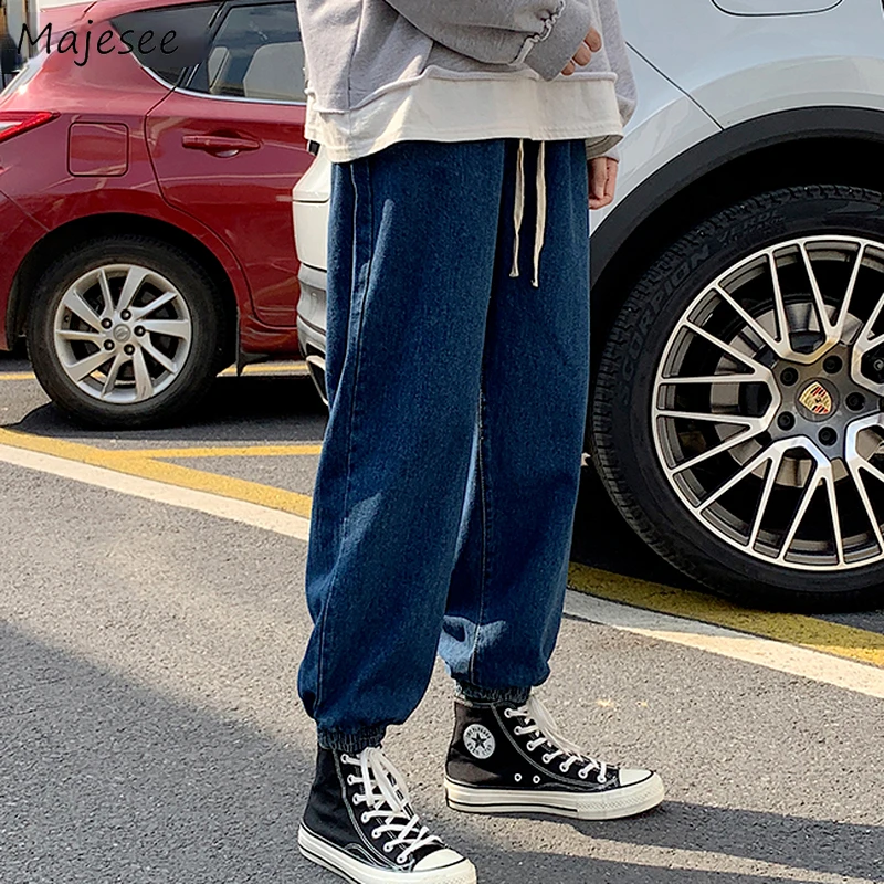 

Jeans Men Ankle-length Solid Chic Vintage Fashion Harem Leisure All-match Bundle Feet Cool High Street Hip Hop Trousers S-3XL