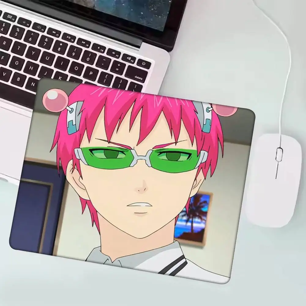Anime Role Saiki K Chibi Mousepad Small LockEdge For Gamers Computer Desk Pad Rectangular Anti-slip Rubber