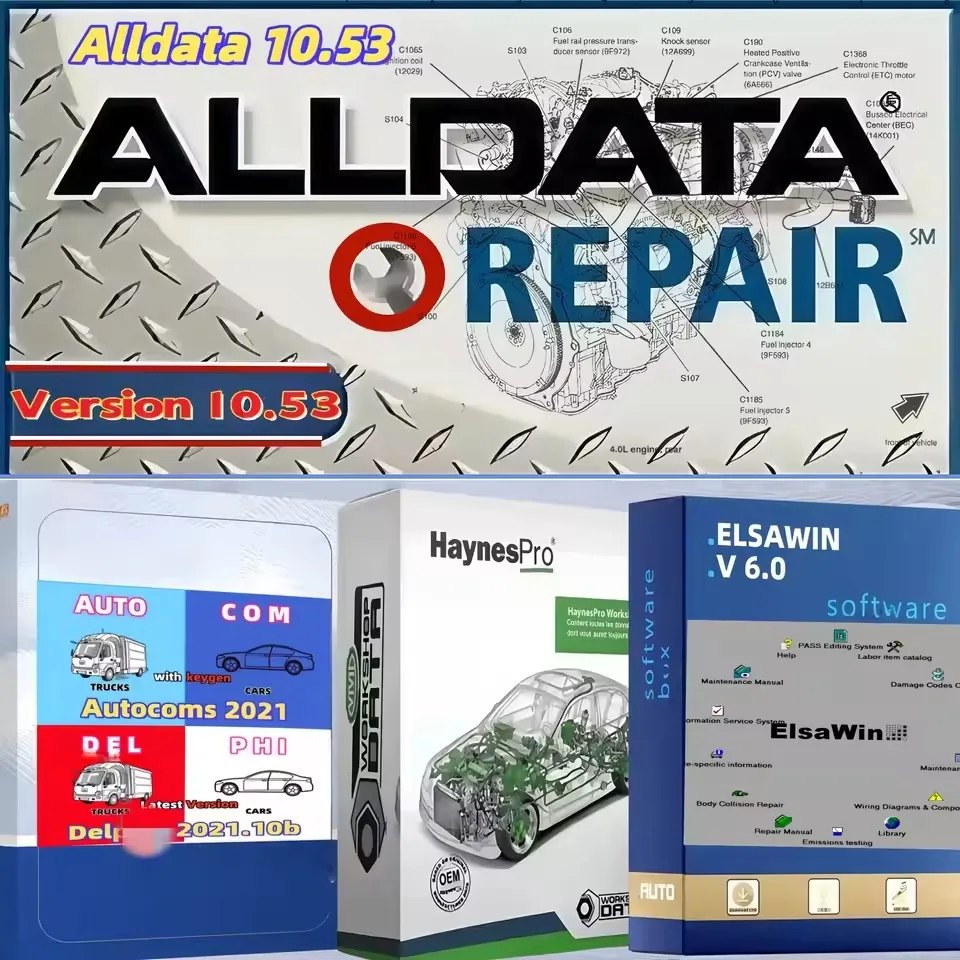 5-in-1 Professional Auto Diagnostic Suite: AllData 10.53  Elsawin 6.0  More Full OEM Data  Wiring, Lifetime Offline License