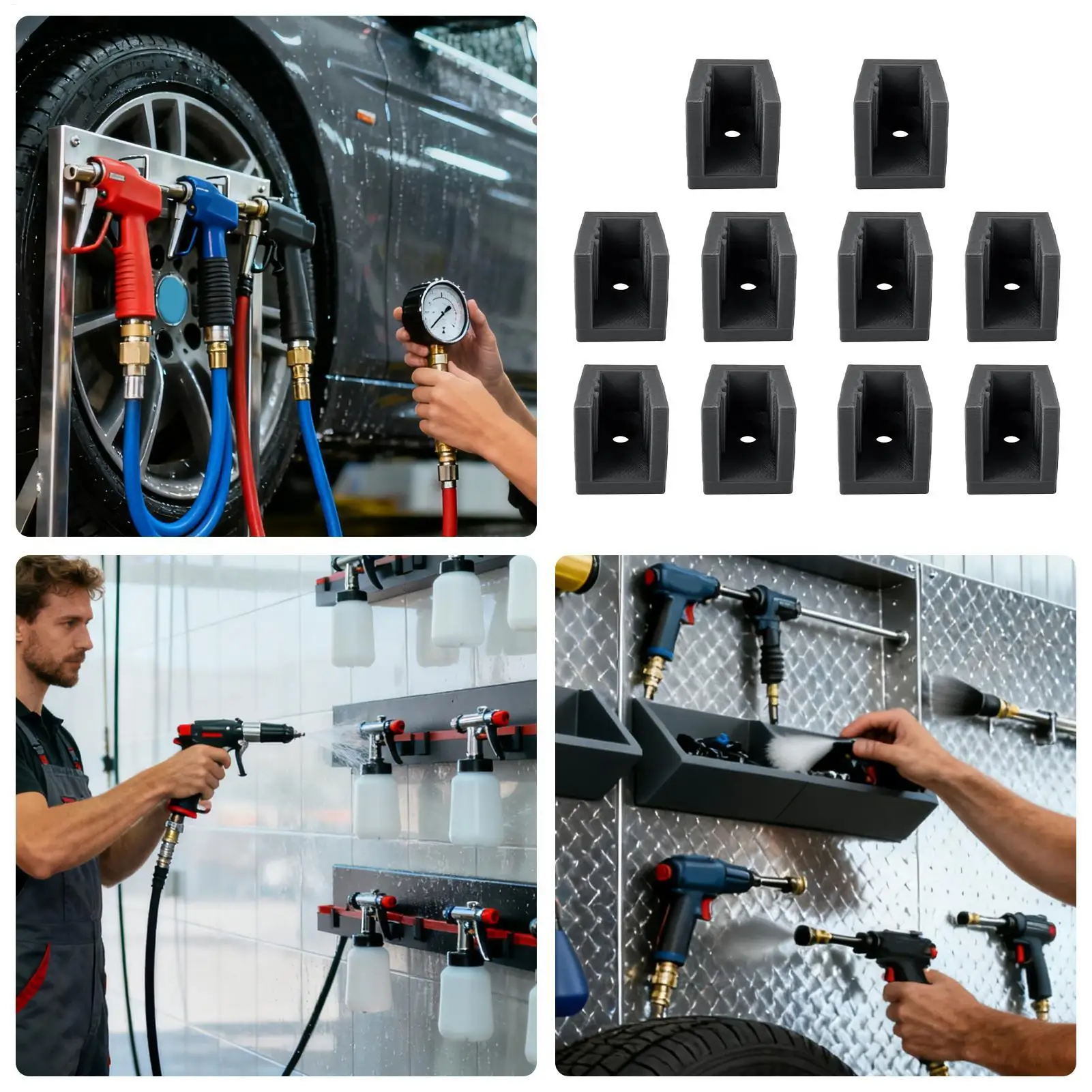 Tool Racks For Garage Walls 10 Pieces Tire Pressure Gauge Organizer Pneumatic Tool Wall Mount For Workshop Auto Repair