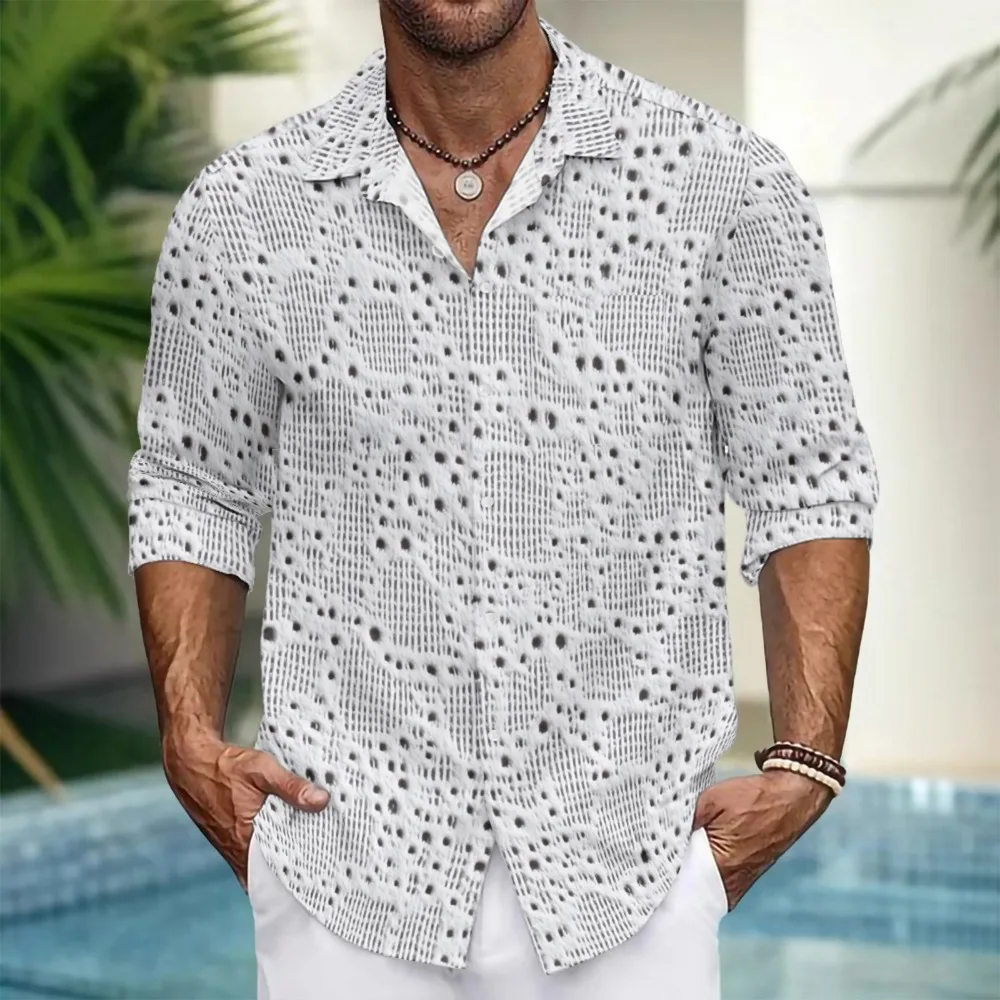 

Гавайские рубашки на пуговицах, роскошные художественные коллекционные уличные рубашки с геометрическим принтом и длинными рукавами, повседневные мужские осенние каникулы, пляжные вечеринки