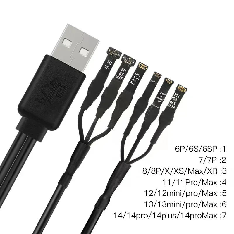 WYLIE iPhone Power-On Cable 3A One-to-two USB Cable (6 Ports) 6G - 14 Pro Max Mobile Phone Repair Special Power-On Power Cable