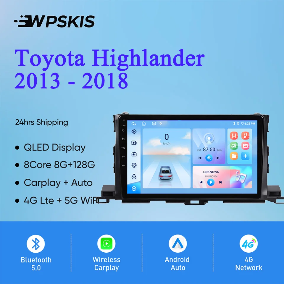 

8G+128G 8Core Android 14 Car GPS Navigation Radio Audio Stereo Head Unit For Toyota Highlander 2013 - 2018 Auto DVD Cassette DAB