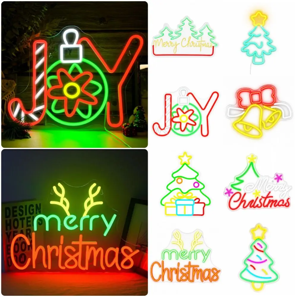 Multicolor Christmas Neon Sign USB Powered Vibrant LED Light Wall Decor Sign Photo Props Light Up Design