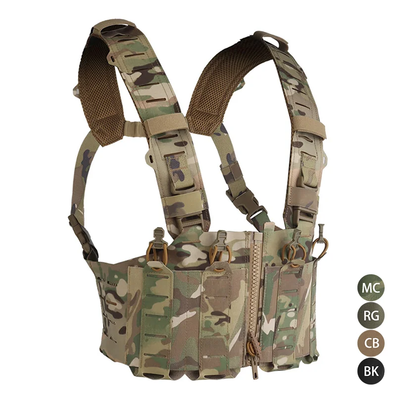 

Lightweight SF Chest Rig Quick-Release MOLLE Hanger with Zipper System & M4 Mag Pouch Multi-Config Hunting/Airsoft