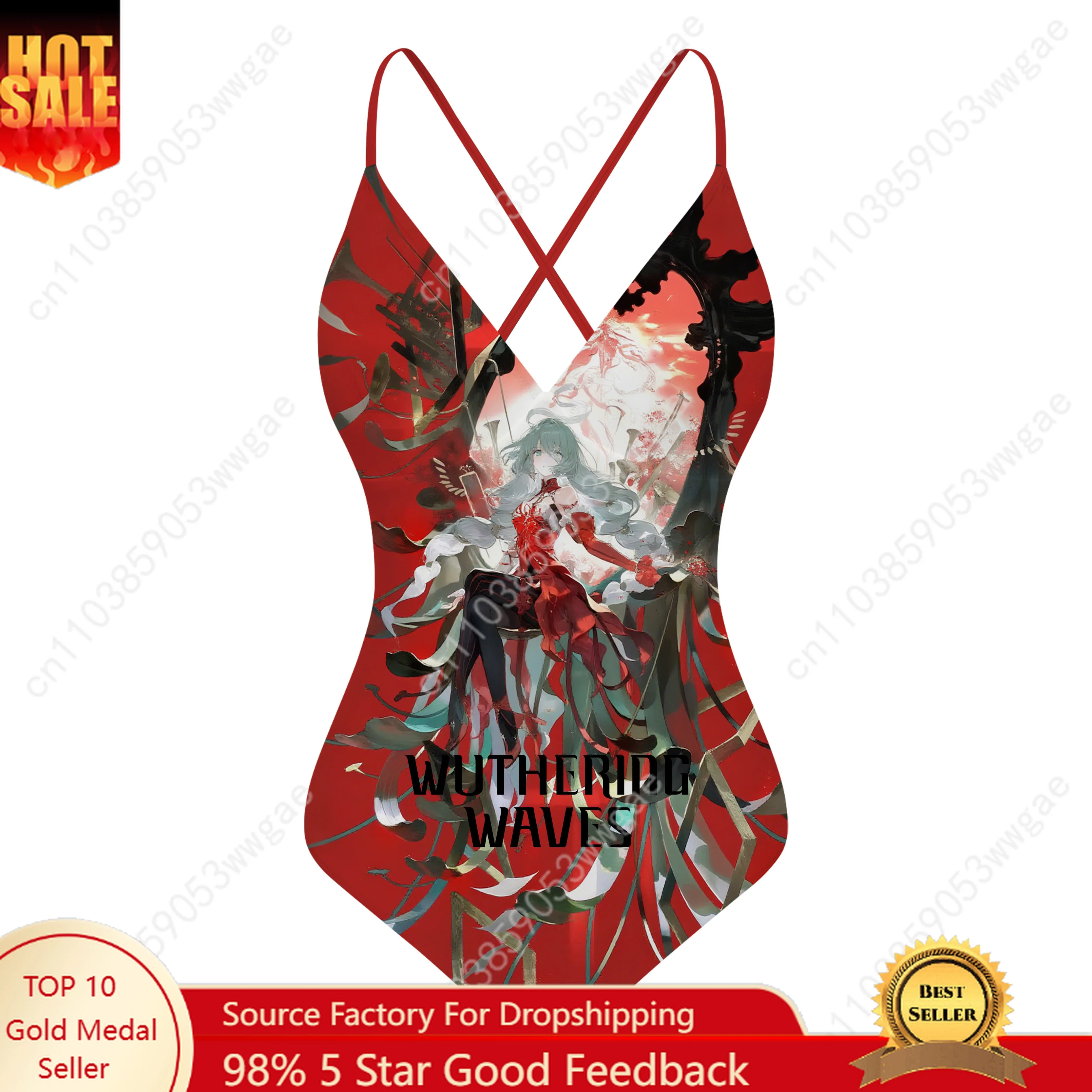 

Wuthering Waves V-neck Halter Back Swimsuits Womens Bathing Suits Personalized Bikini Beach Sexy Swimwear Customized Beachwear