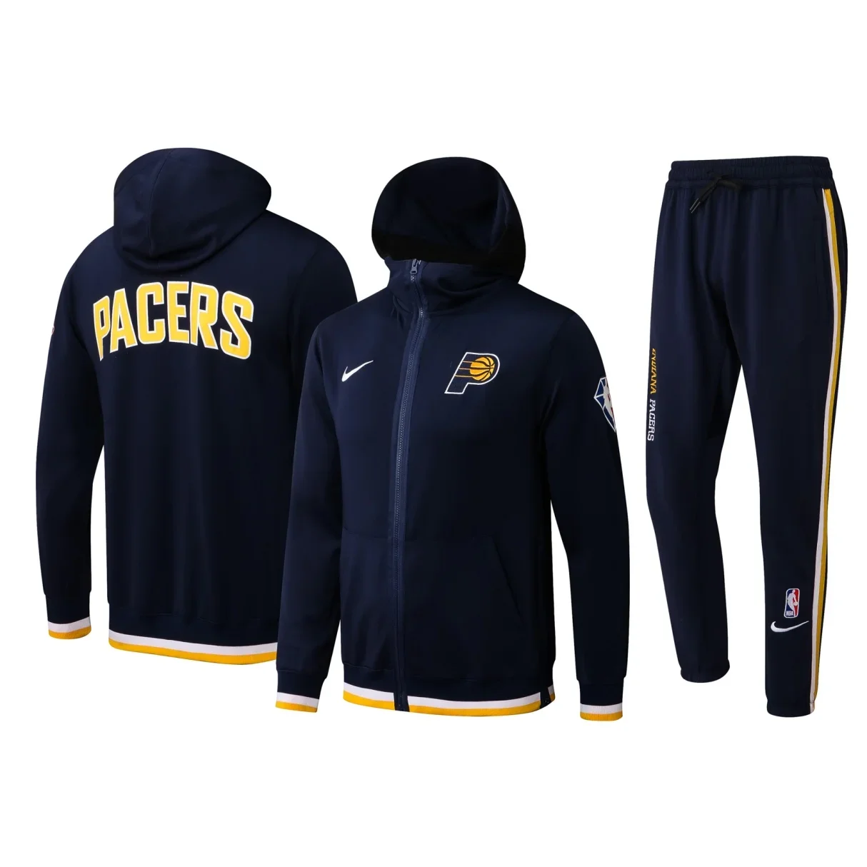 

Nike Basketball Long Hoodie Outfit Men Zipper Performance Long Sleeve Stylish Basketball Hooded Top and Bottoms Set Black