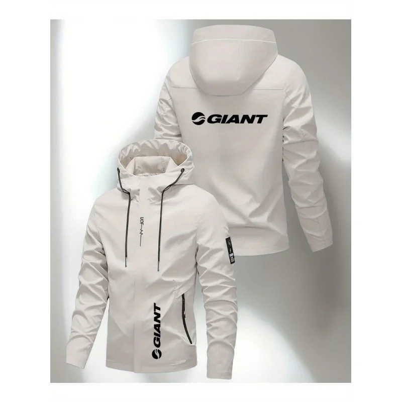Men GIANT Hooded Jacket -，With Drawstring And Pockets，Durable Lining Design，Suitable For Hiking/Urban Exploration/Cycling
