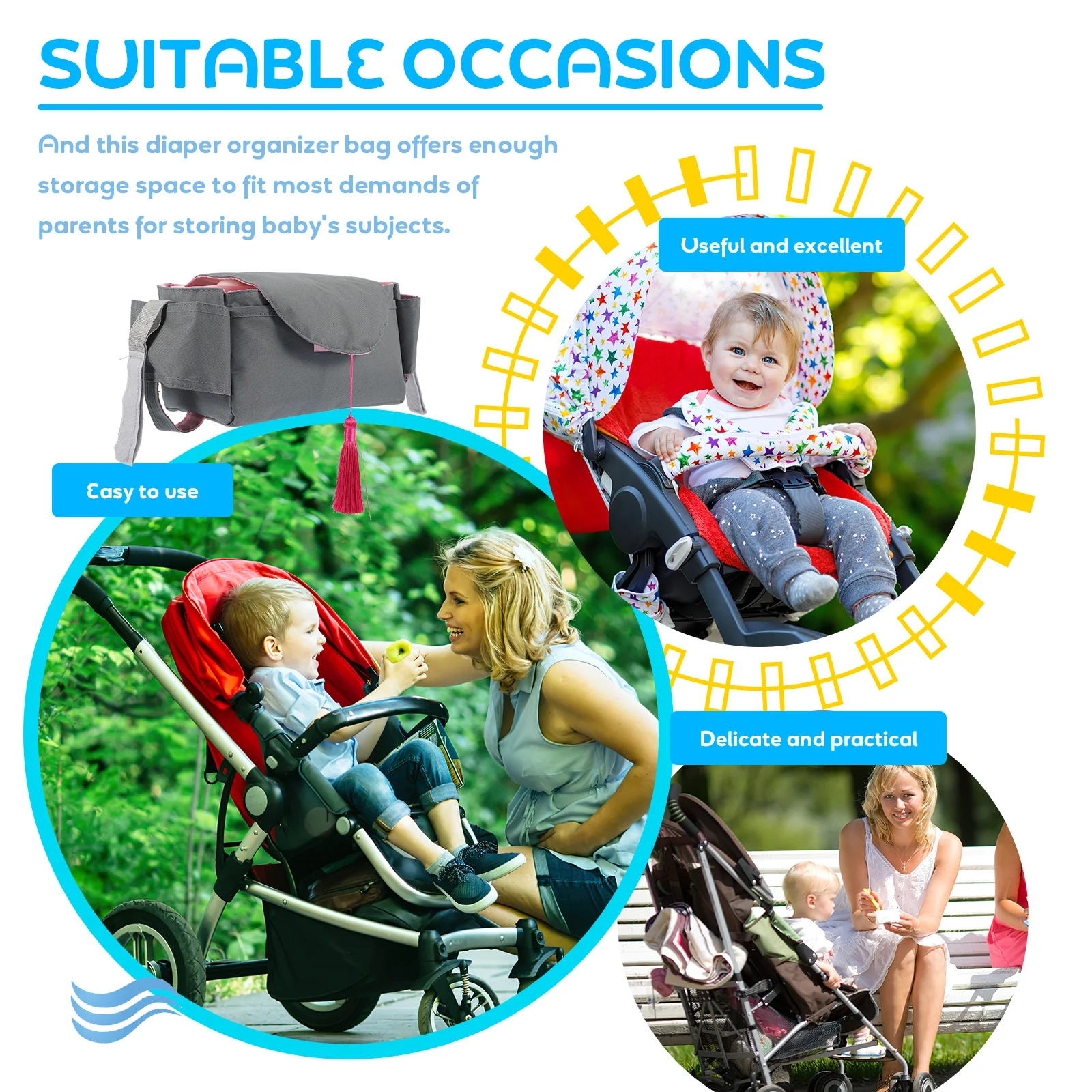 

Сумка-органайзер для детских подгузников, портативная легкая сумка для подгузников большой емкости для путешествий на открытом воздухе, хранения детской в детской комнате