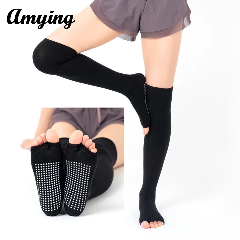 Women Anti Sliding Split Toe Long Tube Over Knee Socks Latin Belly Dance Training High Tube Cotton Socks warm leg Yoga Socks