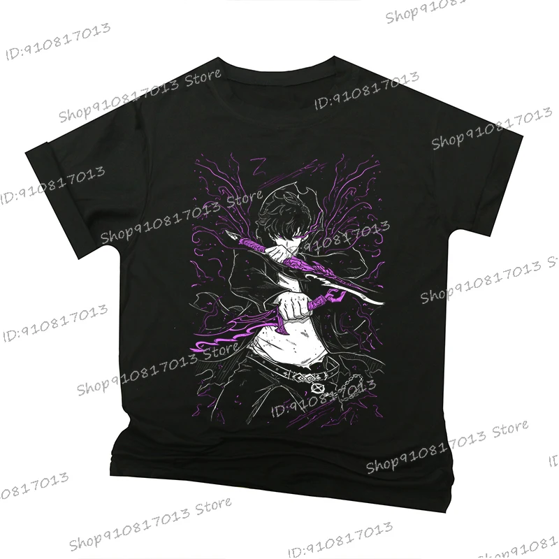 أنيمي سولو التسوية سونغ جينوو طباعة تي شيرت Harajuku موضة تي شيرت للرجال سولو التسوية جديد أنيمي مانغا الكلاسيكية تيز القمم