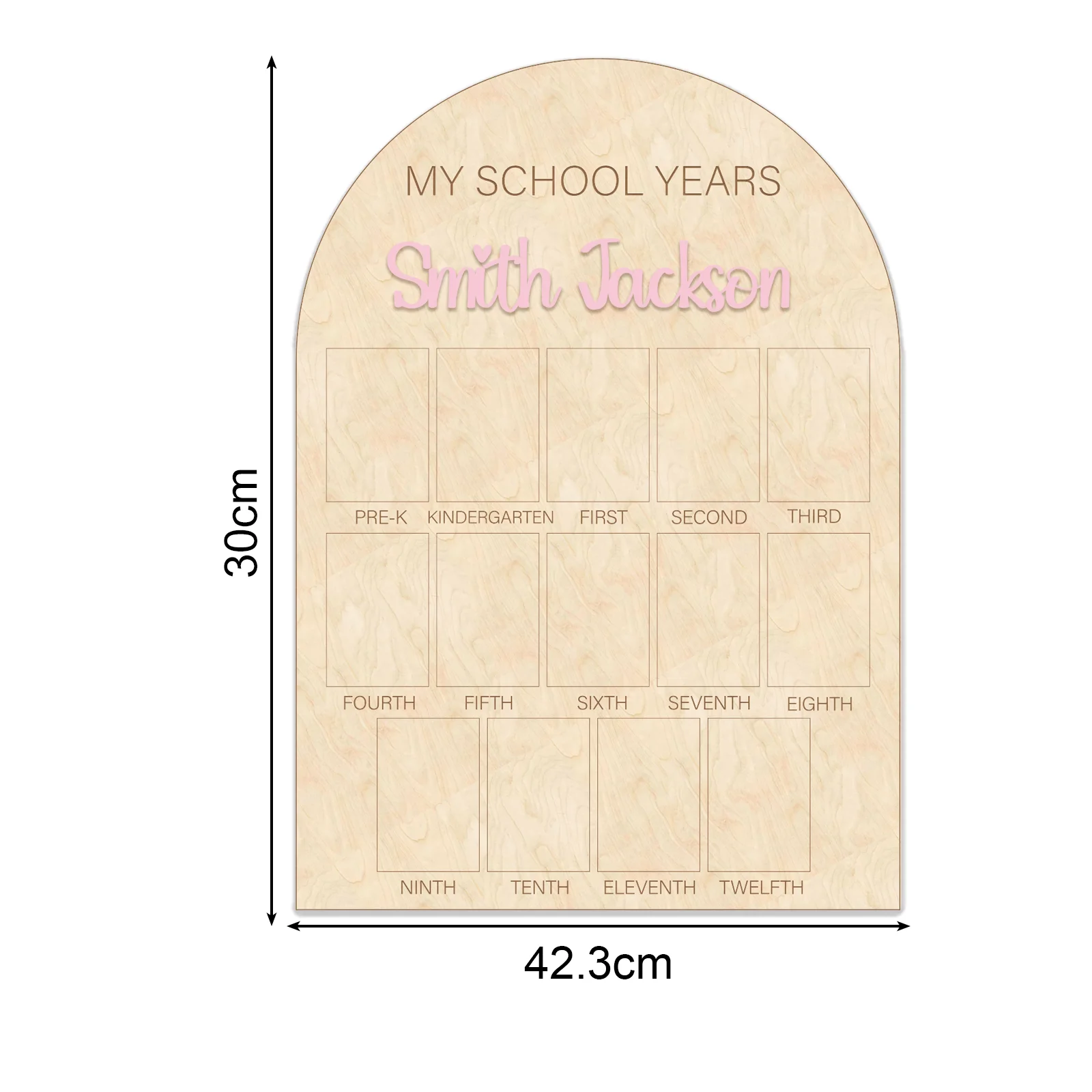 Personalized My School Years Wooden Photo Board- 14 Slot School Memory Display 42.3x30cm