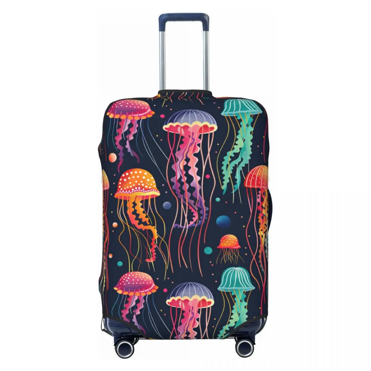 

Bright Ocean Jellyfish Print Travel Luggage Cover Washable Suitcase Cover Protector Fit 18-32 Inch