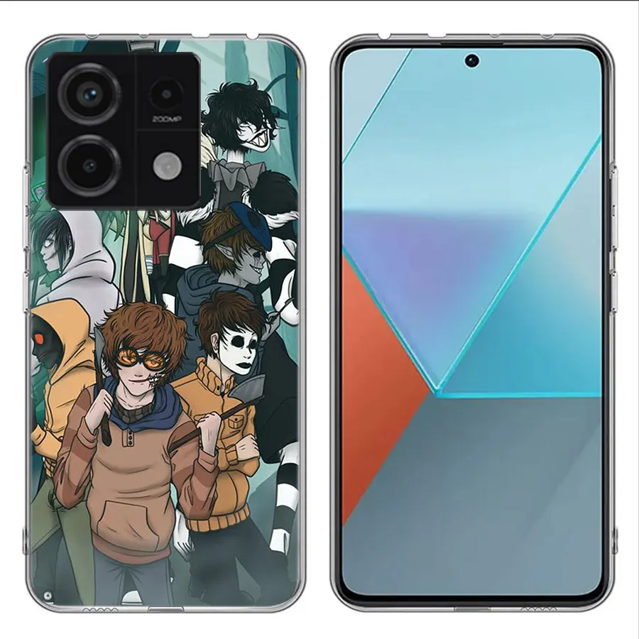 Anime Jeff The Killer Clear Phone Case For Xiaomi Redmi Note 11 11S 11T 11E 10 10S 9 9S 9T 8 8T Pro 7 K70 K60 K20 TPU Pattern So