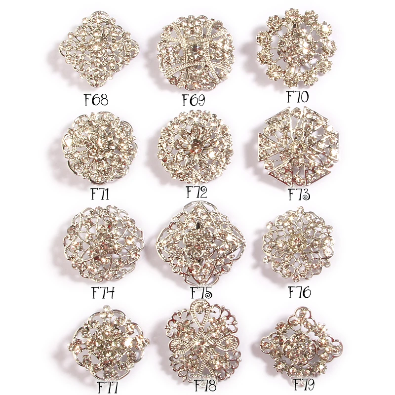 3CM 1.18inch Brooch Pin Rhinestone Diamante Crystal Flower Brooches for Wedding Bridal Bouquet DIY Accessories Party Dress Kits