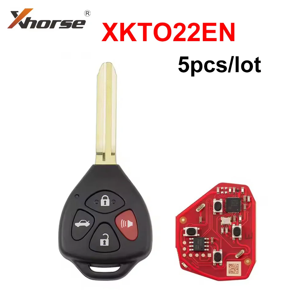 5pcs/lot Xhorse XKTO22EN 2nd Generation Wire Remote Key for Toyota Style Flat 4 Buttons