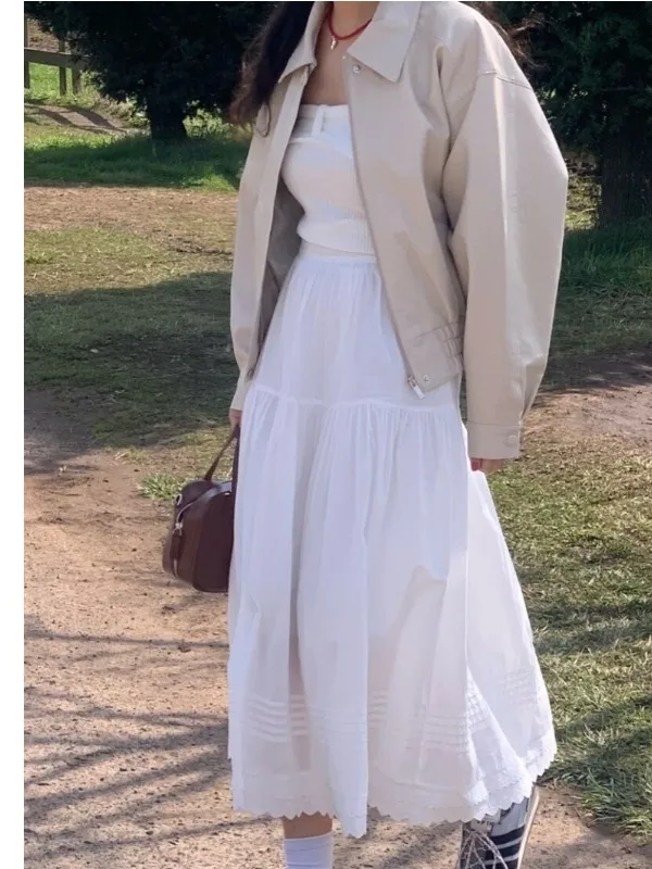 

Шикарный комплект из двух предметов: свитер с кружевной отделкой и юбка с высокой талией, женская модная коллекция весна, удобное платье миди