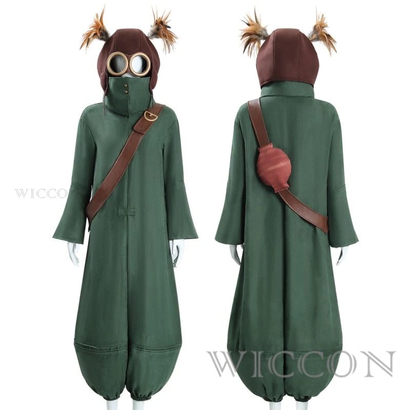 

Game Little Nightmares Cosplay Costume Mono 3-ALONE Green Jumpsuit Halloween Helmets Glasses Adults Men Full Set