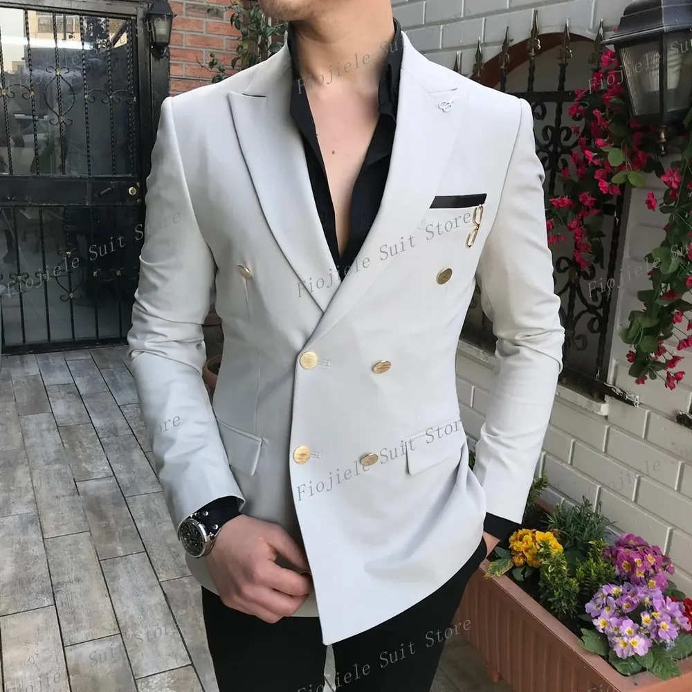 

Ivory Jacket Black Pants 2 Piece Set Men Tuxedo Groom Groomsman Business Suit Wedding Party Dress Special Occasions Tuxedo