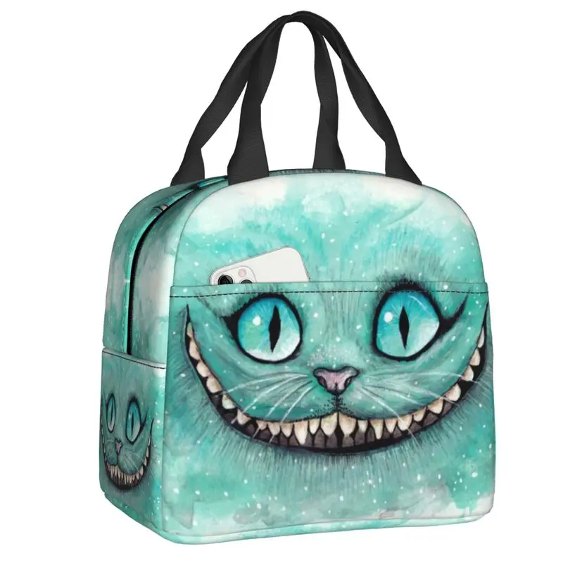 Cheshire Cat Drawing Lunch Box Cooler Thermal Food Insulated Lunch Bag School Children Reusable Picnic Tote Bags