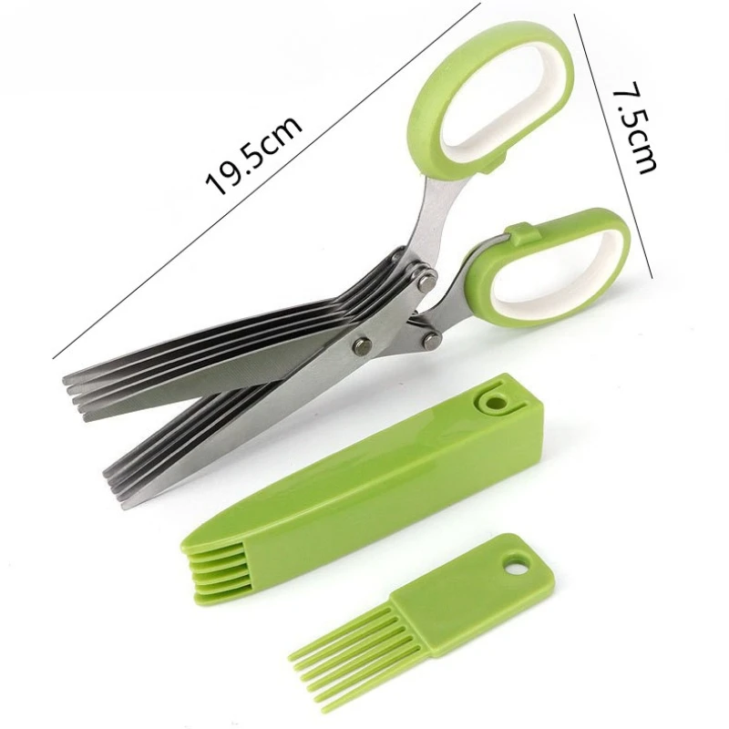 Muti-Layers Kitchen Scissors Stainless Steel Vegetable Cutter Scallion Herb Laver Spices cooking Tool Cut Kitchen Accessories