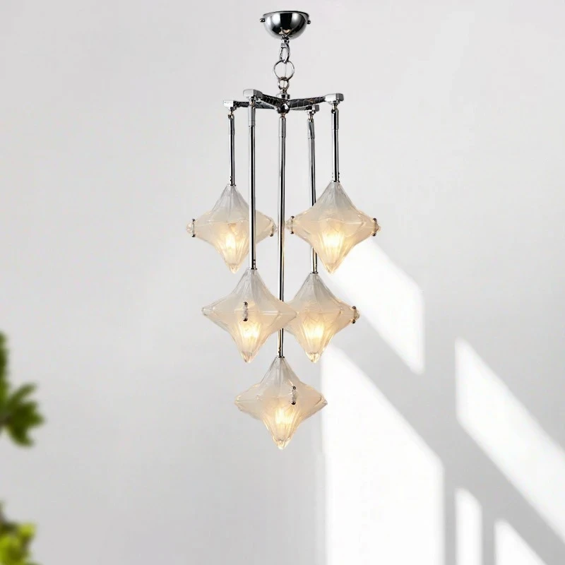 Vintage LED Glass Pendant Lamp Star Ceiling Lighting Fixtures For Living Room Bedroom Dining Table Art Deco Home Soft Lighting