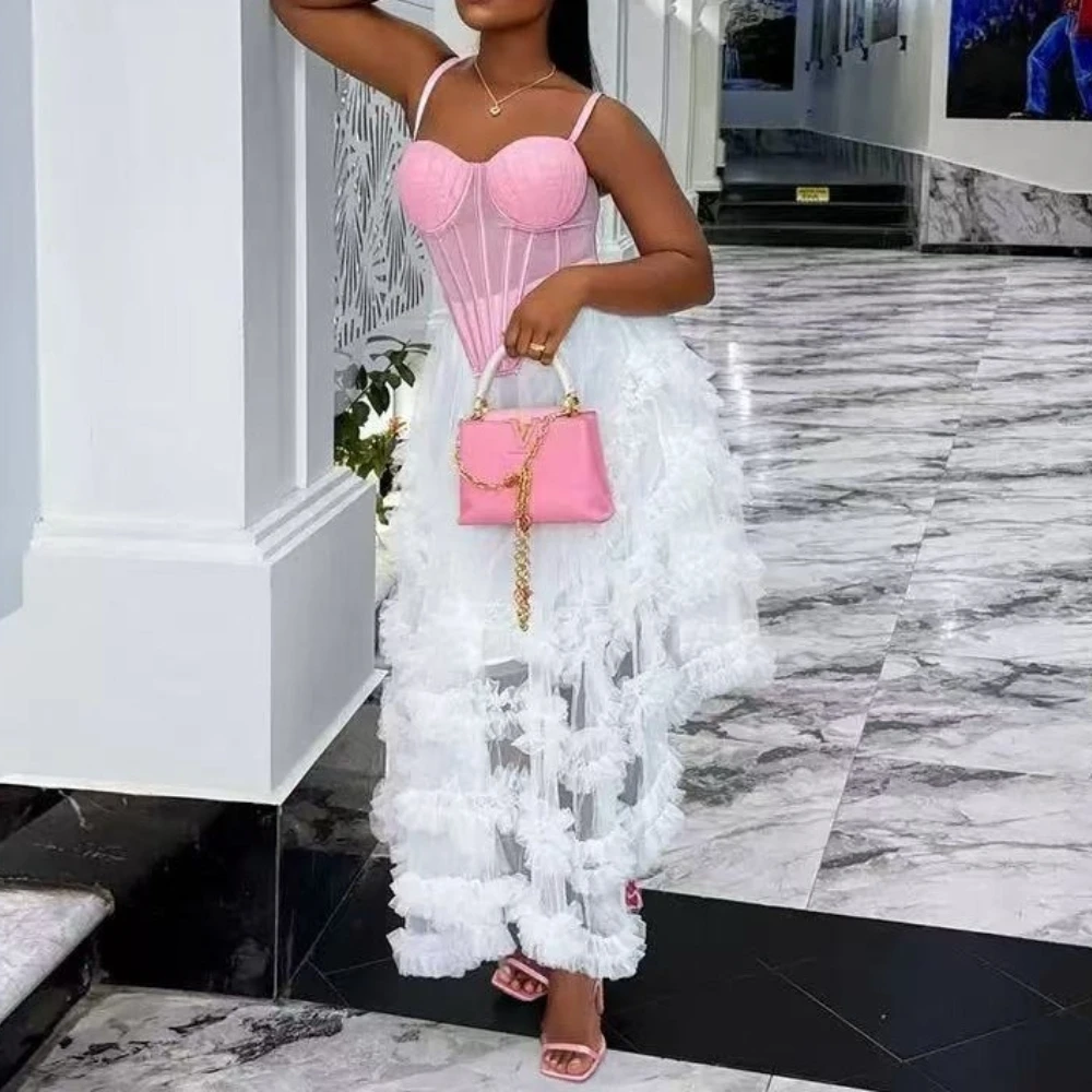 

Женский комплект: туника-кроп-топ асимметричного кроя и длинная юбка-макси в стиле бал-гowns, 2 предмета, коллекция 2026