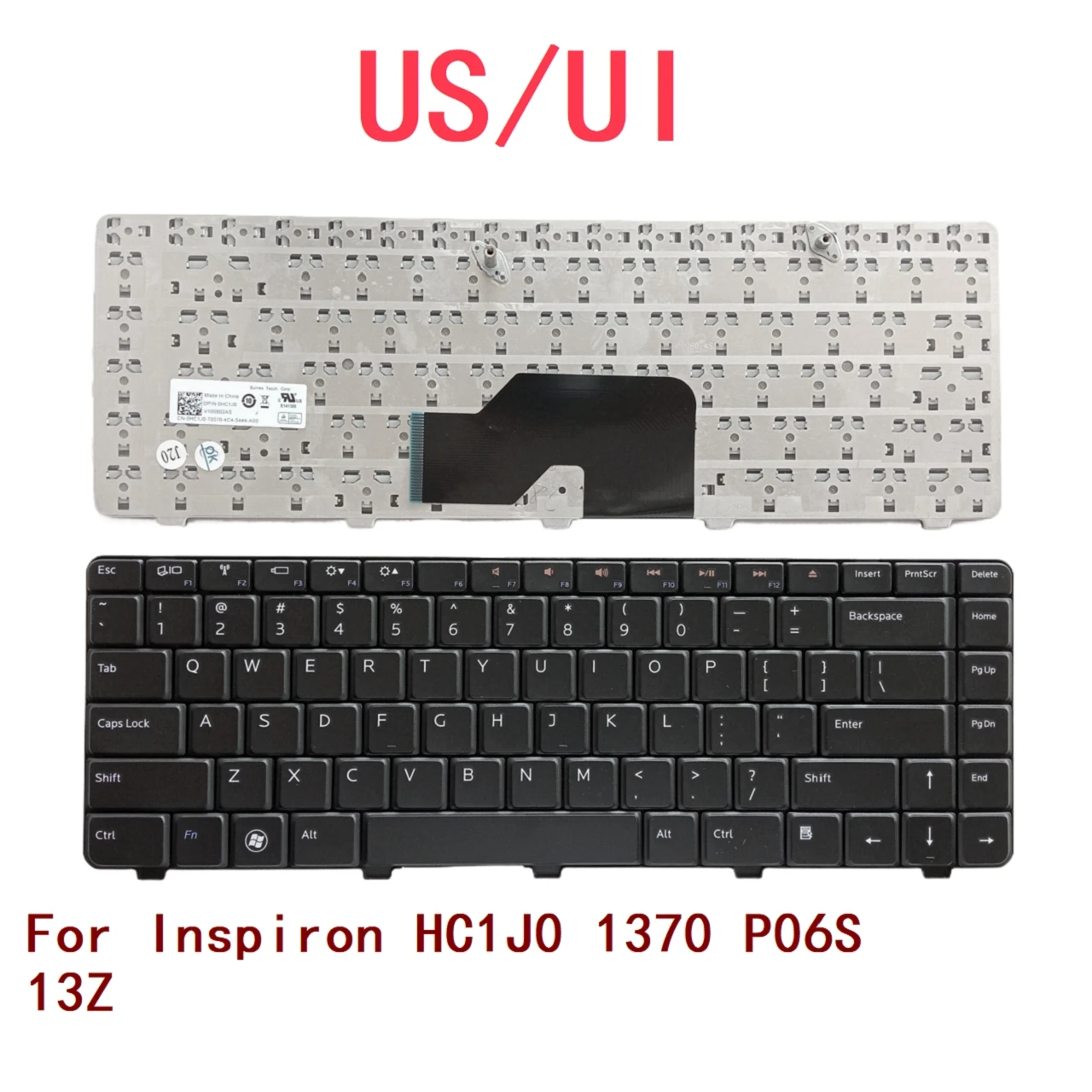 

New US UI Laptop Keyboard For Dell Inspiron HC1J0 1370 P06S 13Z Notebook PC Replacement