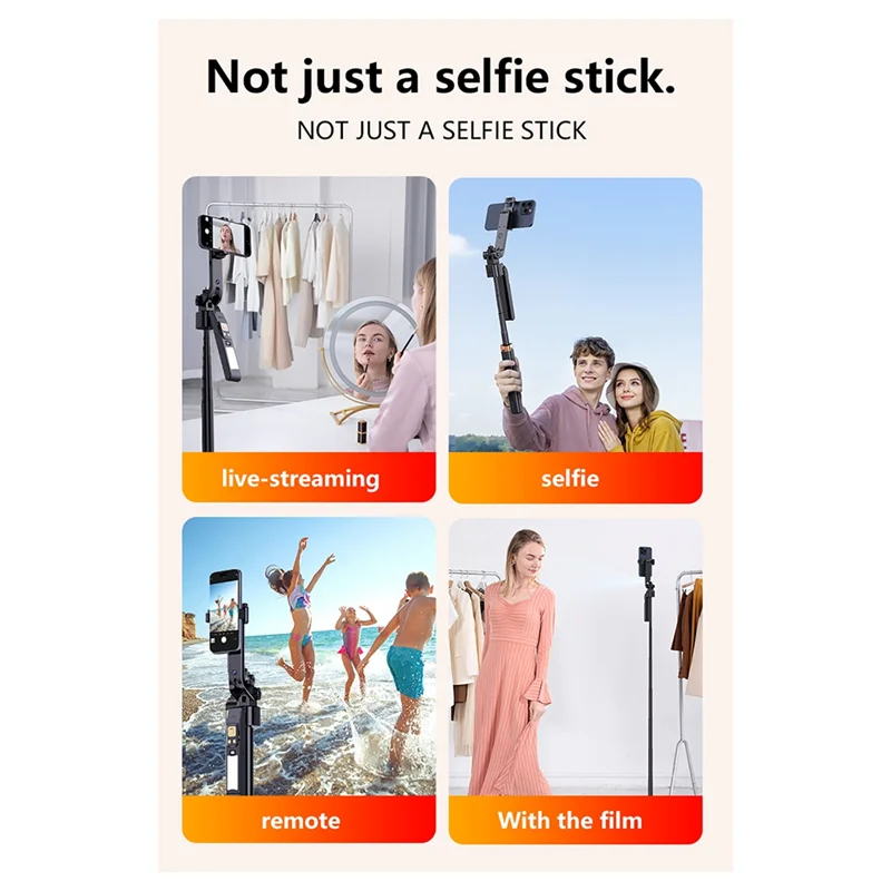 CL12P 180 سم عصا سيلفي رباعية الحامل 360 °   دوران Gimbal Tripod Stabilizer Auto AI Face Tracking LED ملء الضوء