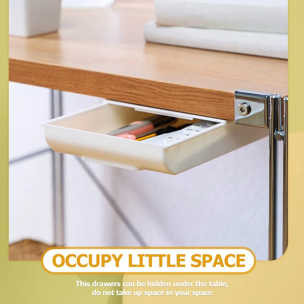 

3pcs Hidden Under Desk Drawer Stationery Storage Box Plastic Space-Saving Desktop Organizer For Office Supplies Student Gift