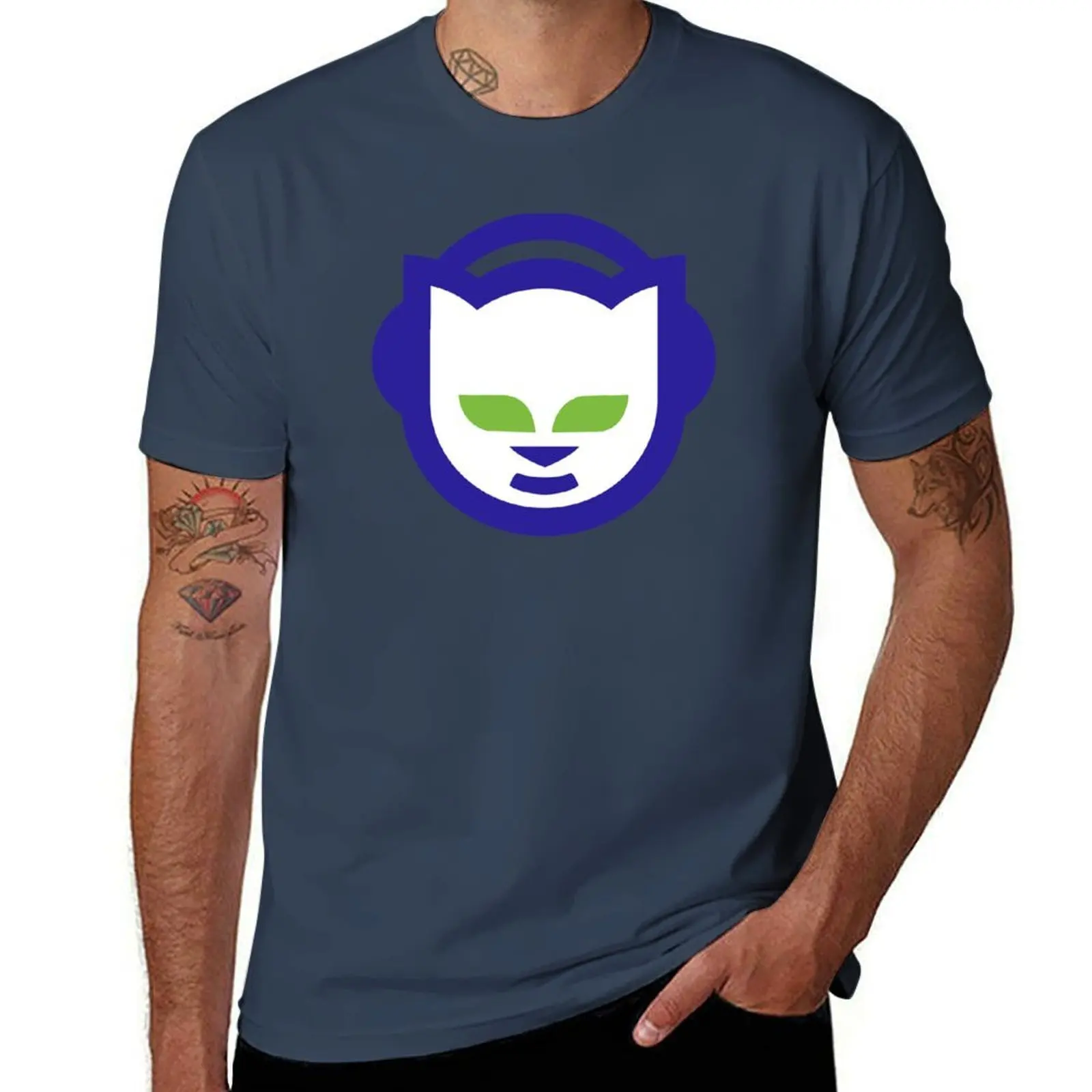 

Футболка с логотипом в стиле ретро Napster, мужская футболка, хлопковая мужская футболка, летняя футболка