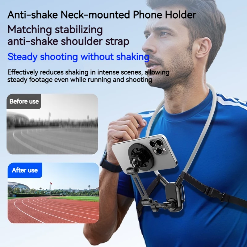 Универсальный держатель для камеры телефона с креплением на шею, магнит и зажим, совместимый с iPhone Samsung, вращение на 360°, громкая связь для видео в прямом эфире