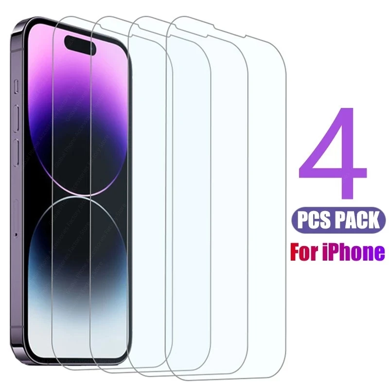 4PCS Tempered Glass for iPhone 11 14 12 13 Pro XR X XS Max Screen Protector on for iPhone 14 Pro Max Mini 7 8 6 6S Plus SE Glass