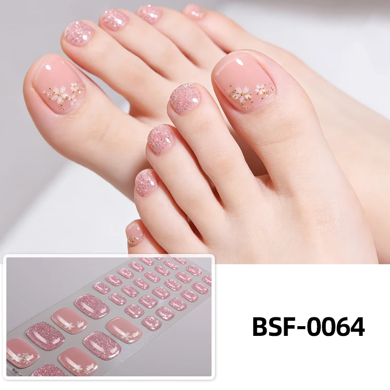 

34tips Summer Gradient Flowers UV Free Gel Toenail StickerFull Cover Gel Toenail Wraps Self-Adhesive Foot Nail Art Decoration