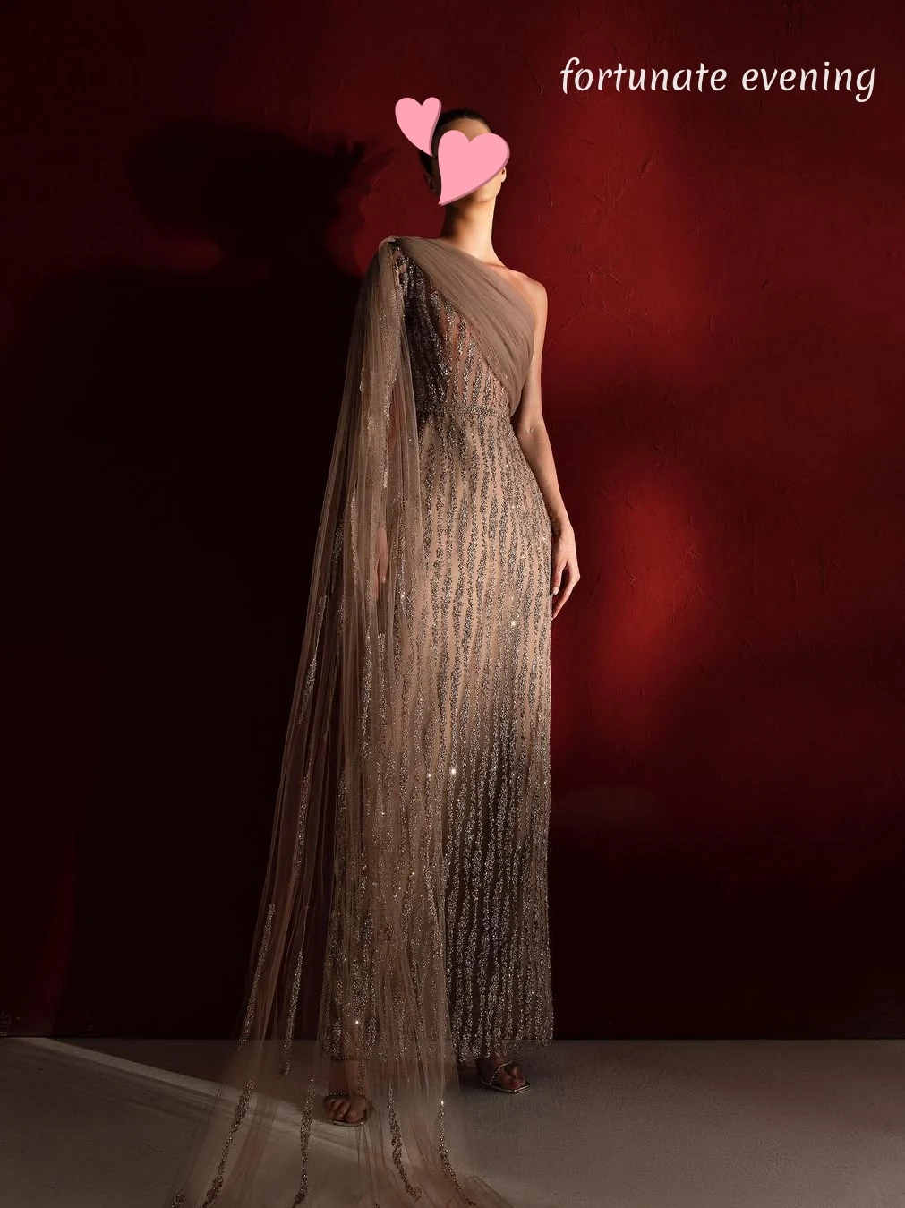 

Fortunate Evening Elegant Vintage Sexy Brown Beads Lace One-Shoulder Customized Formal Occasion Prom Dress Evening Party Gowns