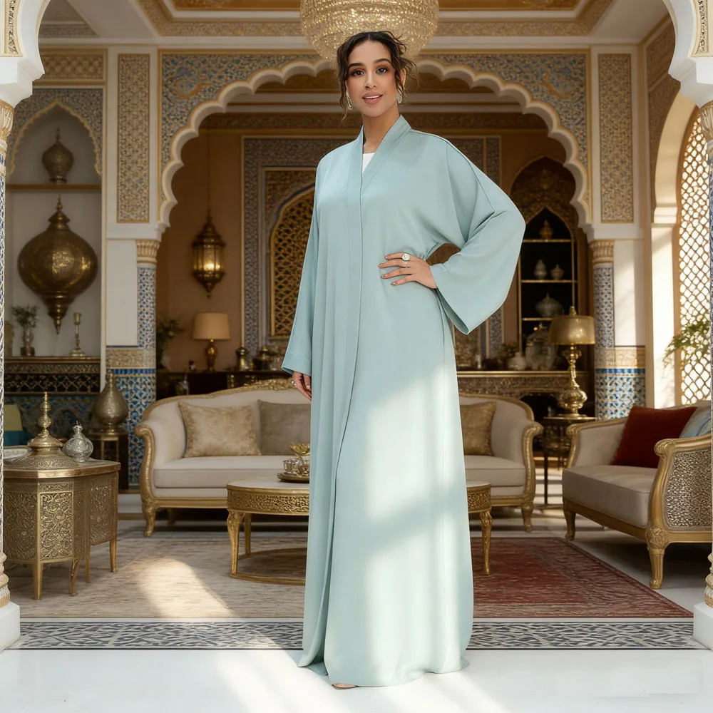 

Muslim Dress Women Cardigan Dresses Open Abaya Eid Solid Color Jalabiya Morocco Dubai Kaftan Vestidos Ramadan Long Robe Abayas