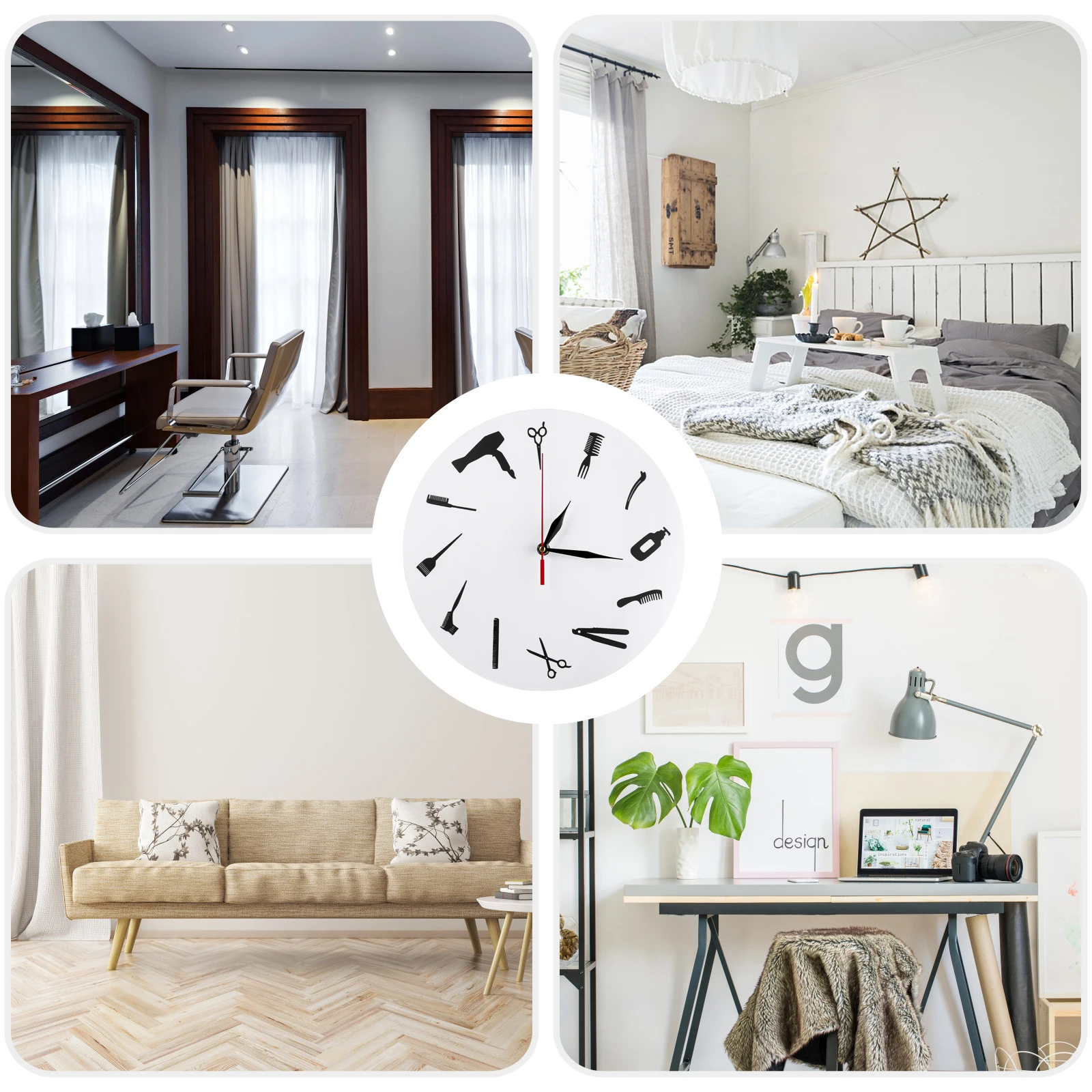 

Acrylic Wall Decorative Round for Bedroom Decorative Wall Clock Living Hair Salon Operated Vintage Home