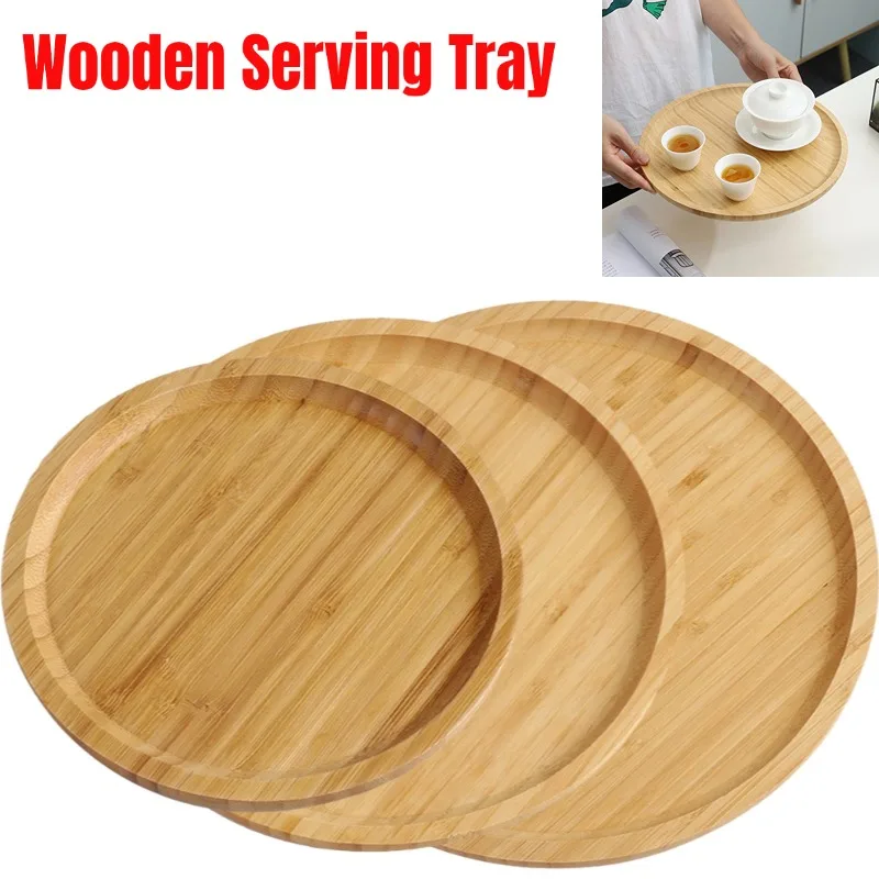 Round Wooden Serving Tray Tableware Stand Food Tray For Fruit Pizza Hotel Home Service Tray Wooden Tray 20 25 30cm