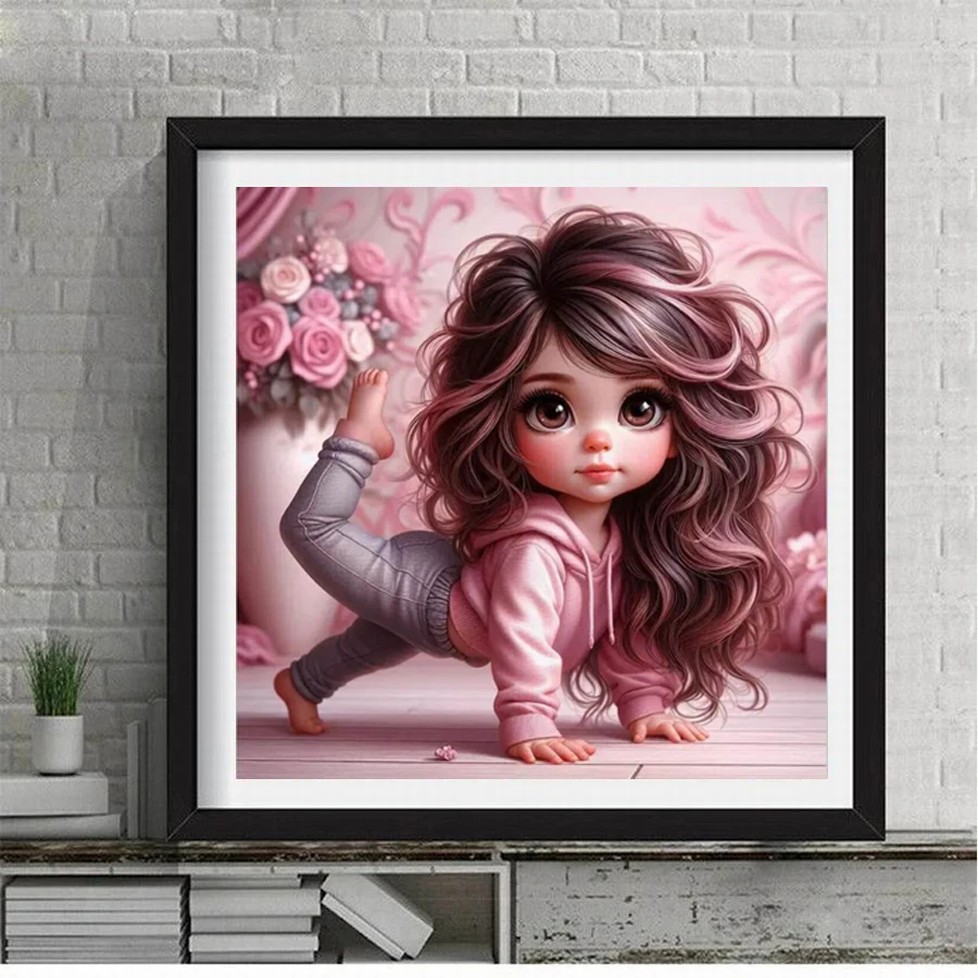 Fullcang Diy Diamond Painting New Collection Cute Little Girl Full Rhinestone Art Mosaic Embroidery Dog Cat Picture Wall Decor