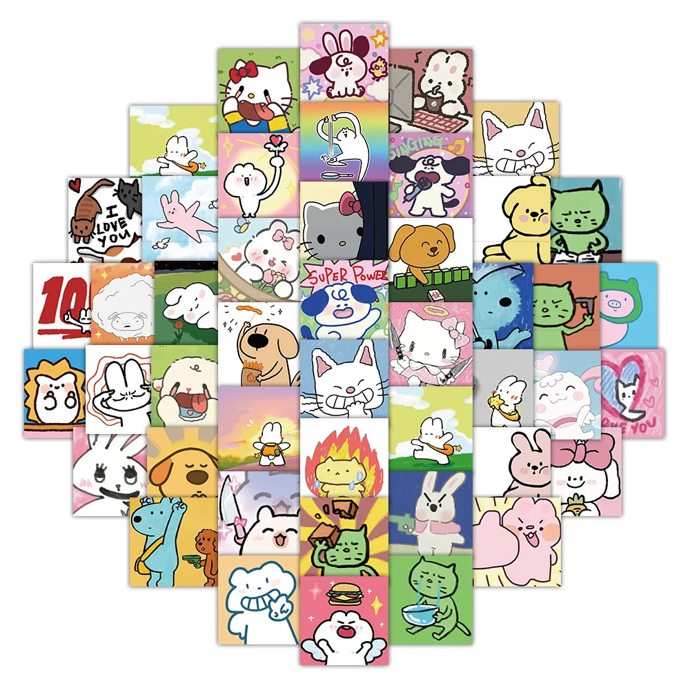 

59PCS Cartoon Cute Animal Graffiti Stickers DIY Decoration Mobile Phone Case Notebook Water Cup Children's Toys Gift Stickers