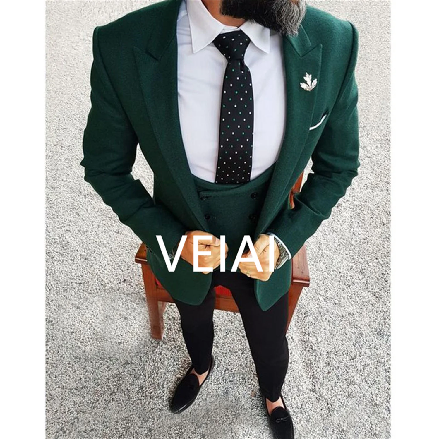 

Мужские свадебные костюмы по индивидуальному заказу, 2023, элегантное свадебное платье из 3 предметов, шерстяной темно-зеленый смокинг для курения, куртка Terno, тонкие костюмы жениха для