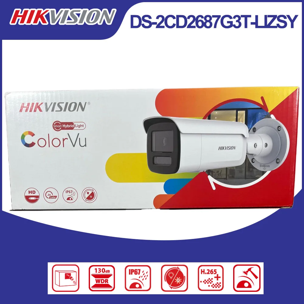 

Hikvision DS-2CD2687G3T-LIZSY 4K 8MP ColorVu 3.0 IP Camera 2.8-12mm Motorized Zoom PoE IR60m WDR AI Human Vehicle Detection IP67